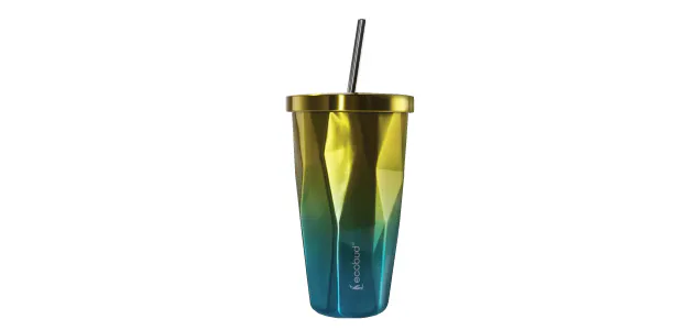 Stainless Steel Cup With Straw - Yellow
